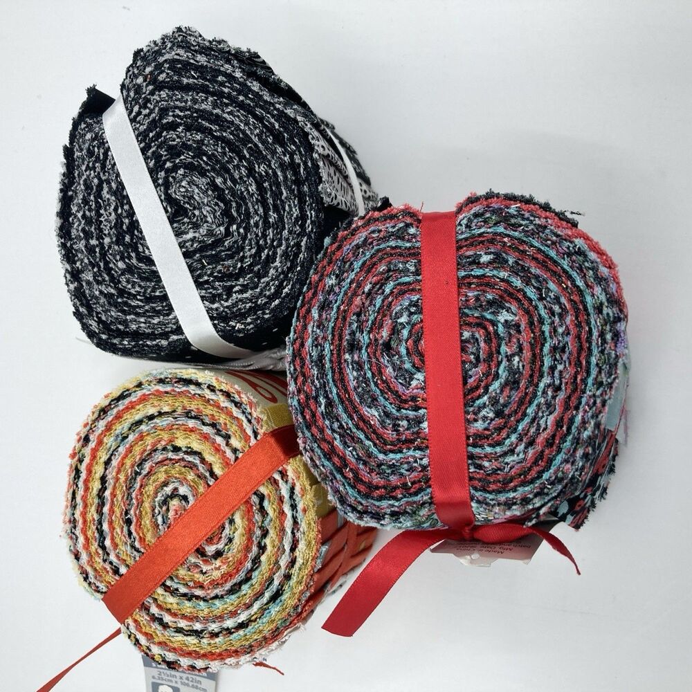 JoAnn Fabrics Jelly Roll Quilting Multicolor Fabric Rolls Lot of 3 - Picture 3 of 5